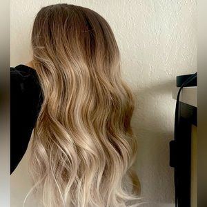 Balayage lace front blonde wig human blend